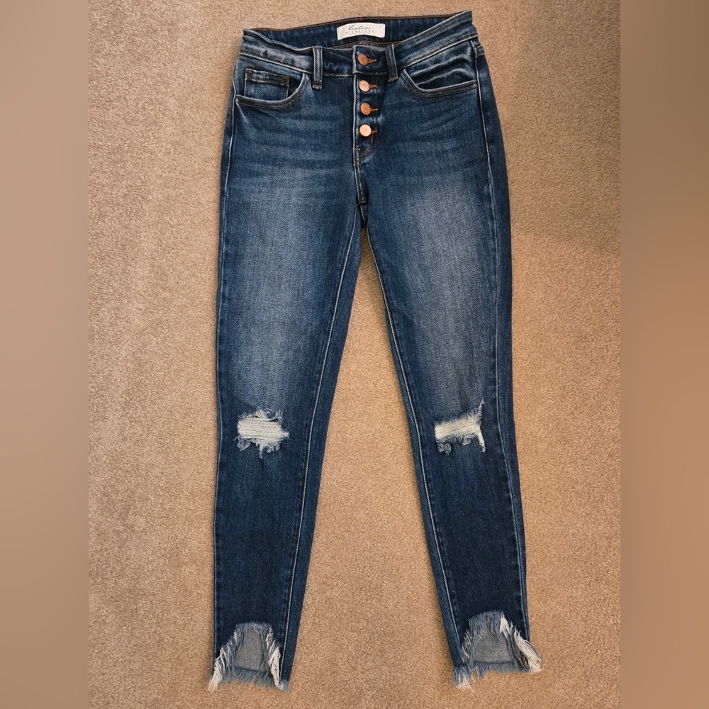 KanCan High Rise Dark Blue Distressed Jeans